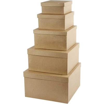 Afbeelding van Vierkante hoedendozen, 5 assorti
