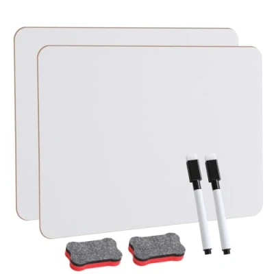 Afbeelding van CRESZZLE Set van 2 kleine dubbelzijdige whiteboards 20 x 30 cm met pennen en gummen, draagbare duurzame voor studenten, klaslokaal, thuis op kantoor
