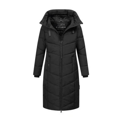 Afbeelding van Navahoo N009 Winterjas voor dames (XS 3XL) waterdicht, gedeeltelijk met pluche bont, 4 zakken, gewatteerde jas capuchon, warme damesjas, zwart.