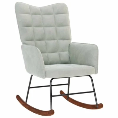 Image de vidaXL Chaise à bascule Gris clair Velours