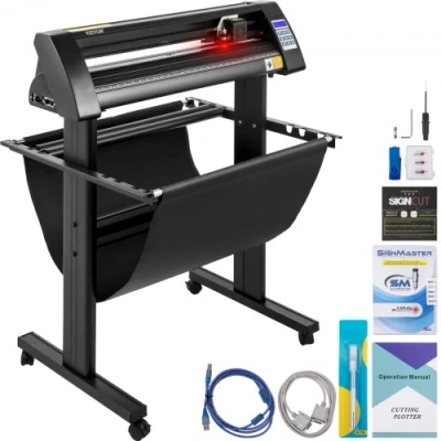 Image de VEVOR Plotter de Découpe Vinyle 870 mm Traceur Coupe, Machine avec Logiciel Signcut Support Sol, Coupe Numérique Guidage Laser pour Tracer Découper Papier Tissu