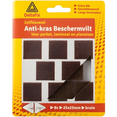 Afbeelding van Deltafix Anti krasvilt Vierkant 25x25mm Bruin 8 Stuks
