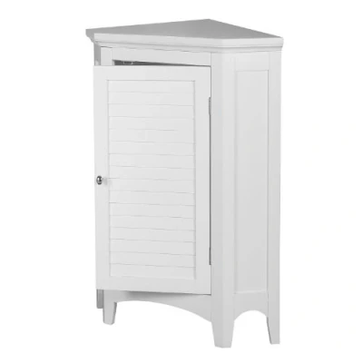 Afbeelding van Teamson Home Badkamerkast Glancy Houten Staand Hoekkast Met Deur en Planken Wit