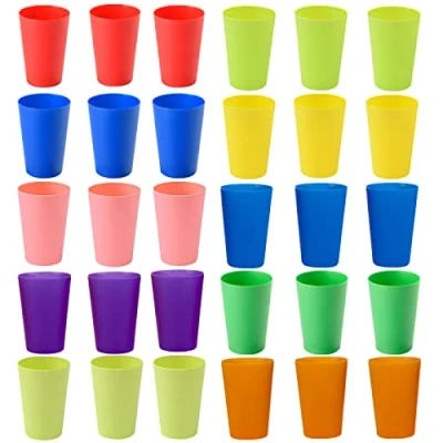 Afbeelding van PALUDO 30 stuks herbruikbare plastic bekers 260 ml herbruikbaar glas 10 kleuren kunststof beker van duurzaam voor kinderen, picknick, camping, reizen, keuken