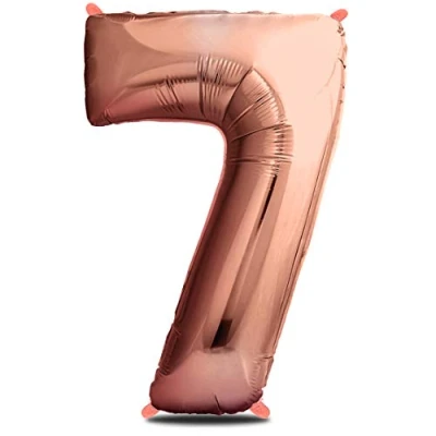 Afbeelding van envami® Verjaardagsballon 7 jaar, roségoud, 101 cm, cijferballon, decoratieve verjaardagsset voor meisjes, Happy Birthday decoratie/ ballon, zweeft dankzij helium