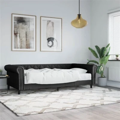 Afbeelding van vidaXL Slaapbank met matras 90x200 cm kunstleer zwart