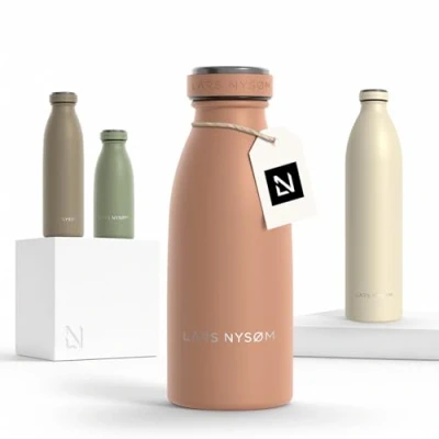 Afbeelding van LARS NYSØM &#039;Ren&#039; Roestvrijstalen drinkfles 350ml BPA vrij geïsoleerde waterfles 0,35 Liter Nude