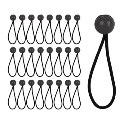 Afbeelding van Relaxdays spanelastiek met bal 25 stuks elastische tentspanner zeilspanner bootzeil