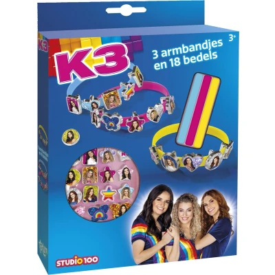 Afbeelding van K3 Totum schuif armbandjes maken knutselset 21 delig meisjes