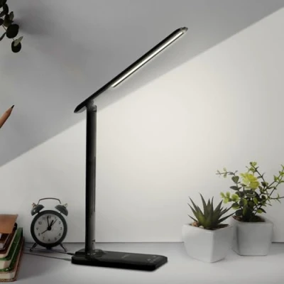Afbeelding van LQWELL® Led bureaulamp, 3 kleurtemperatuurmodi en 9 helderheidsniveaus, oogbescherming zonder flikkeren, touch bediening geheugenfunctie