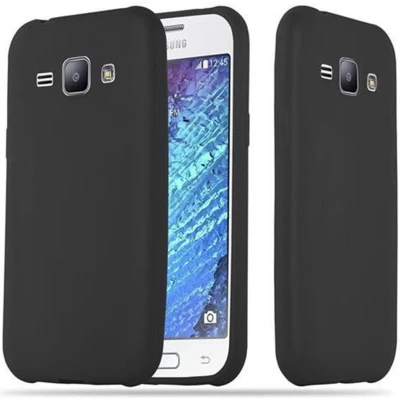 Afbeelding van Cadorabo Hoesje geschikt voor Samsung Galaxy J1 2015 in CANDY ZWART Beschermhoes gemaakt van flexibel TPU silicone Case Cover