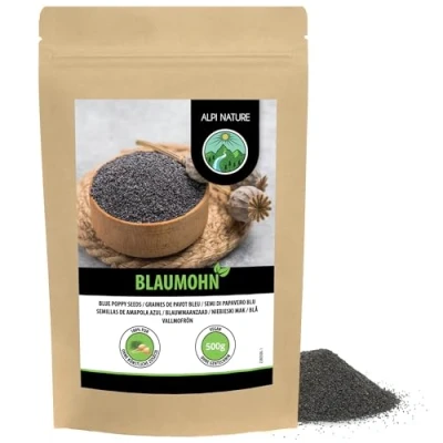 Afbeelding van Blauwe maanzaad (500 g), hele maanzaad, 100% natuurlijk, voor bakken en koken, zonder toevoegingen