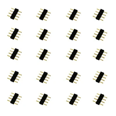 Afbeelding van LITAELEK Set van 20 4 polige LED connectoren Snelkoppeling polig Voor RGB Strip 5050 3528 2835 Zwart