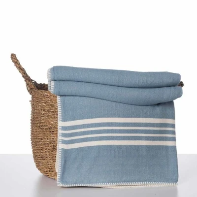Afbeelding van Hamam Plaid XXL Krem Sultan Air Blue van Lalay