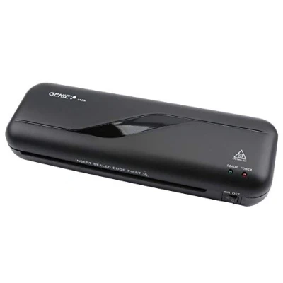 Afbeelding van Genie LA 200 lamineerapparaat met lamineerfolies (geschikt tot DIN A4, voor warm lamineren 80 125 micron) zwart, 330 x 106 60 mm