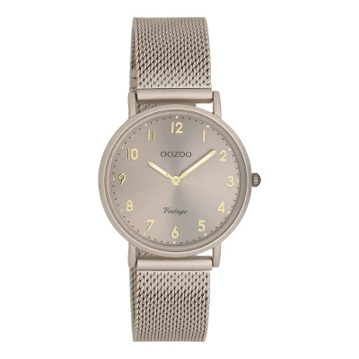 Afbeelding van OOZOO Vintage series taupe horloge met metalen mesh armband C20382