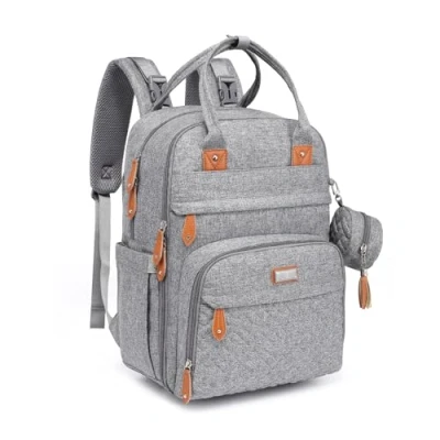 Image de BabbleRoo Sac à Dos Langer avec Matelas pour Bébé Grande Capacité Couches Multifonction Imperméable de Voyage étui sucette détachable, Unisexe (Gris)