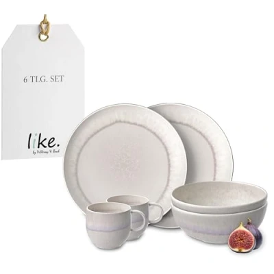 Afbeelding van like. by Villeroy &amp; Boch Perlemor porseleinen serviesset, 6 p., aardewerklook, ontbijtservice voor 2 personen