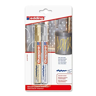 Afbeelding van Viltstift edding 750 lakmarker rond 2 4mm goud en zilver blister à stuks