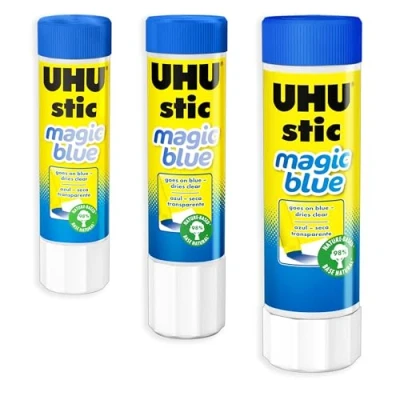 Afbeelding van UHU Stic Magic lijmstiften, oplosmiddelvrij, transparant, drogend, 8 g/21 g/40 g, per maat 3 stuks