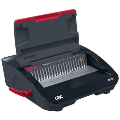 Afbeelding van GBC CombBind® CB25E Elektrische Inbindmachine Plastic Bindruggen 450 Vel Zwart/ Rood
