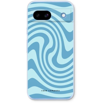 Afbeelding van Case Company® hoesje geschikt voor Google Pixel 8a Swirl Blauw Soft Cover Telefoonhoesje Bescherming aan alle Kanten en Schermrand