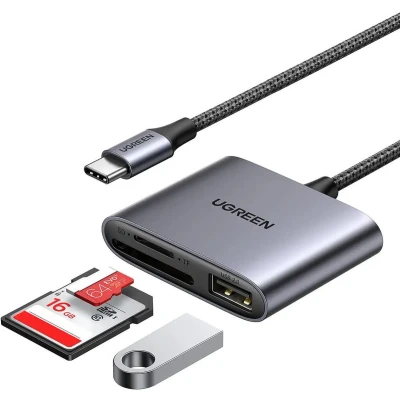 Afbeelding van Ugreen 80798, MicroSD (TransFlash), MicroSDHC, MicroSDXC, SD, SDHC, SDXC, Grijs, 5000 Mbit/s, USB 3.2 Gen 1 (3.1 1) Type C, stuk(s)