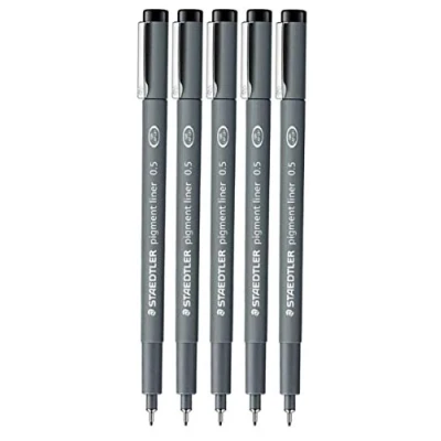 Afbeelding van Staedtler Pigment Liner 0,5 mm fineliner voor schrijven, tekenen en schetsen, 5 stuks