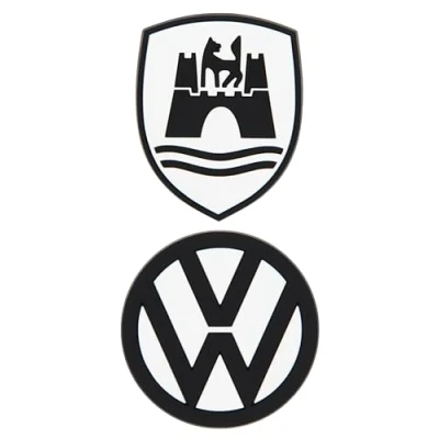 Afbeelding van BRISA VW Collection 2 stuks Volkswagen rubberen magneten voor koelkast, magneetbord, whiteboard, prikbord (VW logo &amp; Wolfsburg)