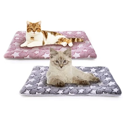 Afbeelding van MICOOYO Set van 2 kooimatrassen voor honden en katten, fleece, wasbaar, kleine honden, katten puppy&#039;s (ster, 61 x 40,6 cm)