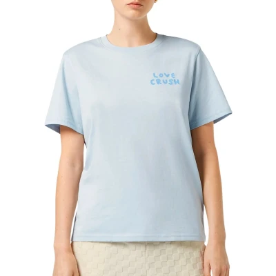 Afbeelding van Scotch &amp; Soda Chest Artwork Regular FIT Tshirt print, Dames, Maat: Medium, Shirting blue