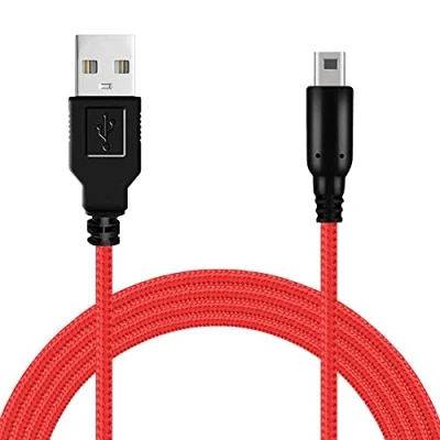 Afbeelding van OcioDual USB oplaadkabel 1,5 m rood gevlochten compatibel met Ninten DSi, DSi XL, 2DS, New 2DS 3DS nieuwe 3DS, oplaadkabel, versterkt, krasbestendig ontwerp