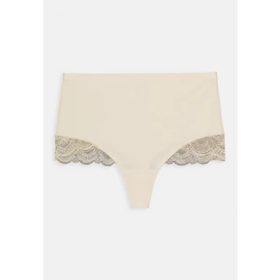 Afbeelding van MAGIC Bodyfashion dames Dream high waisted naadloze string met kant in de kleur Beige, maat: S