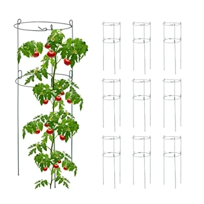 Afbeelding van Relaxdays plantensteun set van 10 ronde tomatensteun klimplantensteun metaal tuin