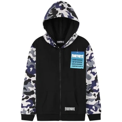 Afbeelding van Fortnite Hoodies voor jongens, trui, tiener, kinderjas, sweatshirt, ritssluiting, warm, gamer, lange mouwen, casual stijl, cadeau gamers, Zwart/Camouflage, 14 15 jaar