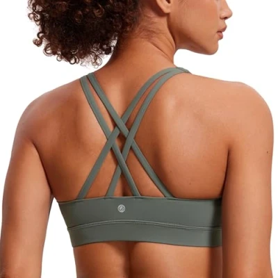 Afbeelding van CRZ YOGA Sportbeha voor dames, yoga, fitness, afneembaar, zonder beugel, Grijze salie
