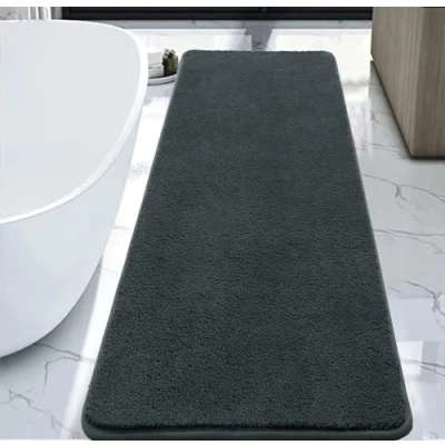 Afbeelding van Rururug Extra grote badmat microvezel badmatten voor badkamer ultra zacht absorberend badkamertapijten antislip antischimmel badkamermat, machinewasbaar (grijs, 50 x 120 cm)