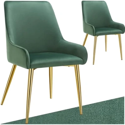 Afbeelding van tectake® Eetkamerstoel Avane Fluweellook, Draagkracht 120 kg Set van 2 Groen