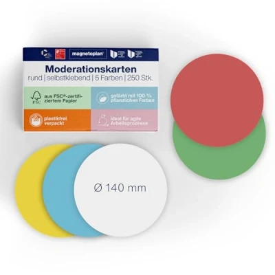 Afbeelding van Communicatiekaarten rechthoekig magnetoplan, zelfklevend, kleurenassor