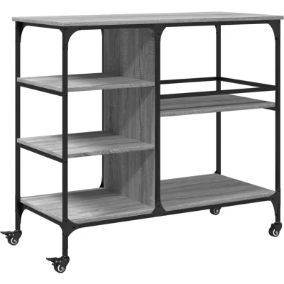 Afbeelding van Keukentrolley 100x45x89,5 cm bewerkt hout grijs sonoma eiken