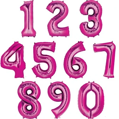 Afbeelding van UNIQUE Fuchsia aluminium cijfer ballon Roze