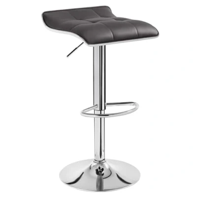 Afbeelding van WOLTU BH28sz 1 Set van barkrukken kunstleer en verchroomd staal, krukken met antislip rubber, zwart