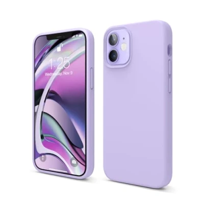 Afbeelding van elago Liquid Silicone Case Compatibel met iPhone 12 Mini Hoesje (5,4&quot;) Vloeibaar Siliconen Beschermhoes, Complete Bescherming: 3 laags Schokbestendig (Paars)