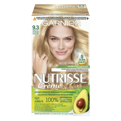 Afbeelding van 1+1 gratis: Garnier Nutrisse Ultra Crème Permanente Haarkleuring 9.3 Zeer Licht Goudblond