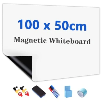 Afbeelding van JOMUSAGA Whiteboard folie, 100 x 50 cm, magnetische zelfklevende folie met markeerstift, spons en magneten, voor school, kantoor thuis