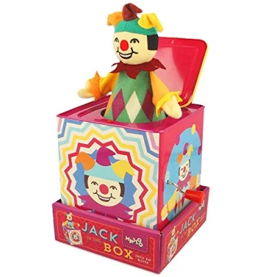 Afbeelding van Majigg Jester Jack in The Box, Traditionele Muzikale Wind Up speelgoed, WD211, verschillende kleuren Engelse versie