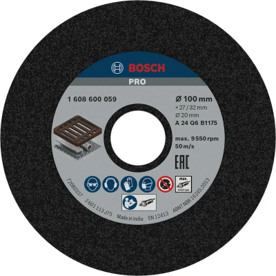 Image de BOSCH 1608600059 disque abrasif pour meuleuse droite 100 x 20 mm, grain 24