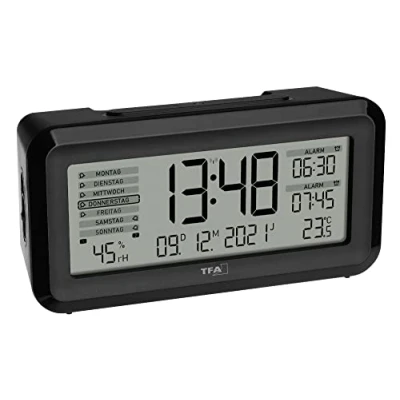 Afbeelding van TFA Dostmann 60.2562.01 Wekker Zendergestuurd Zwart, Zilver Alarmtijden 2 Groot display
