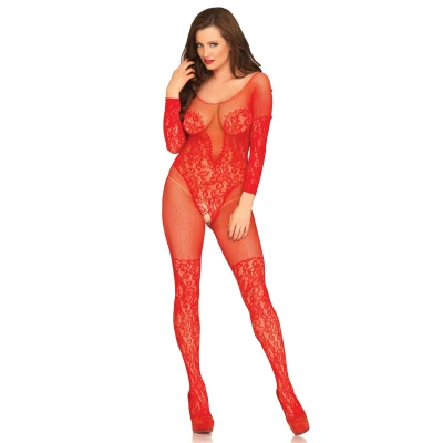 Afbeelding van Kant en Net Bodystocking Rood