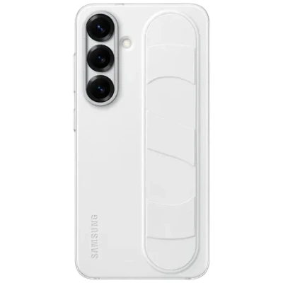 Afbeelding van Samsung Standing Grip Siliconen Back Cover Wit Galaxy S25